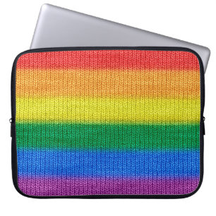 Rainbow Flag knitting Stripes seamless pattern Laptop Sleeve