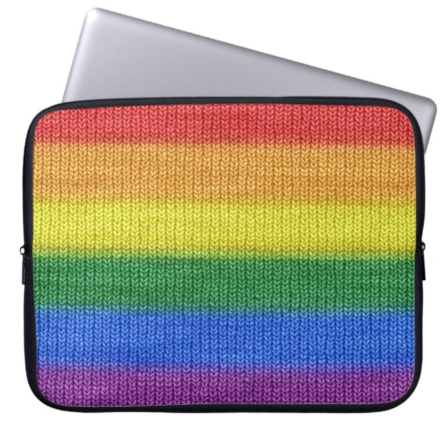Rainbow Flag knitting Stripes seamless pattern Laptop Sleeve (Front)