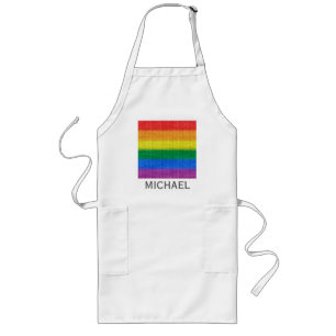 Rainbow Flag knitting Stripes seamless pattern Long Apron