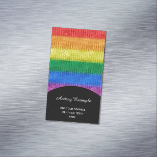 Rainbow Flag knitting Stripes seamless pattern Magnetic Business Card