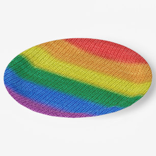 Rainbow Flag knitting Stripes seamless pattern Paper Plate