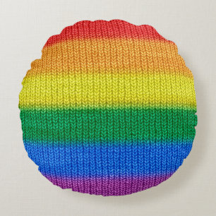Rainbow Flag knitting Stripes seamless pattern Round Cushion