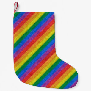 Rainbow Flag knitting Stripes seamless pattern Small Christmas Stocking