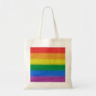Rainbow Flag knitting Stripes seamless pattern Tote Bag