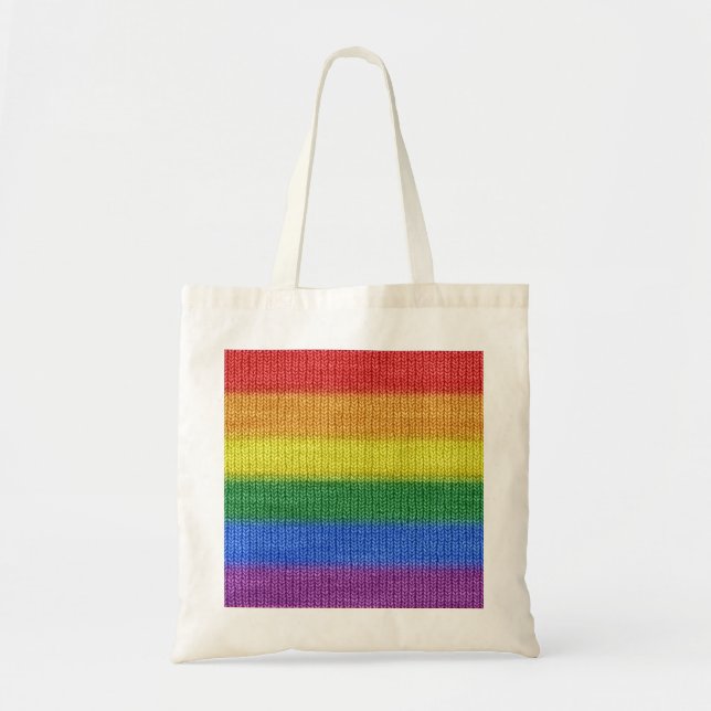 Rainbow Flag knitting Stripes seamless pattern Tote Bag (Front)