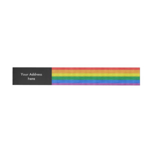 Rainbow Flag knitting Stripes seamless pattern Wraparound Address Label
