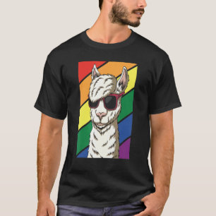 Rainbow Flag Lgbtq Pride Llama  Lesbian Gay Pride  T-Shirt