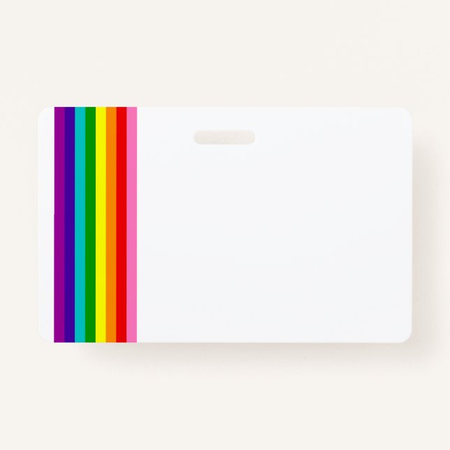 Rainbow Flag LGBTQIA Gay Pride Horizontal Badge ID Badge (Front)