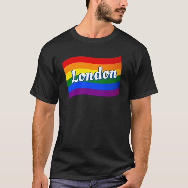 Rainbow Flag London England Gay Pride LGBT LGBTQ  T-Shirt (Front)