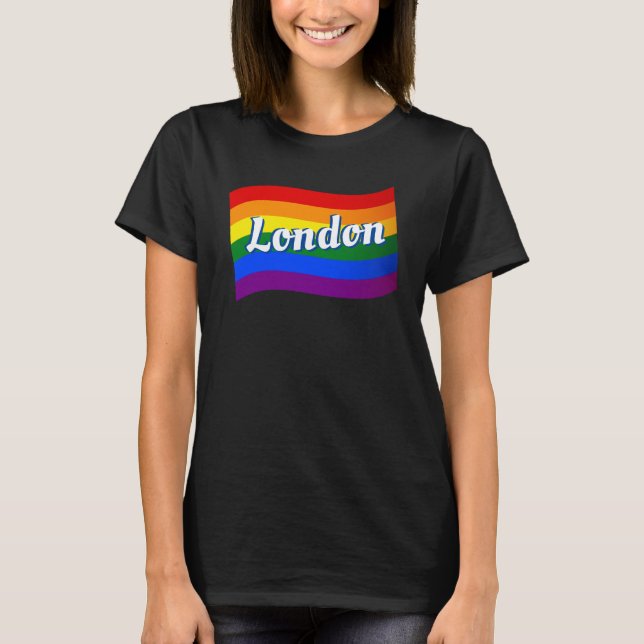 Rainbow Flag London England Gay Pride LGBT LGBTQ T-Shirt (Front)