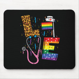 Rainbow Flag Love Nurse Rn Scrub Top Lgbt Pride Mo Mouse Pad