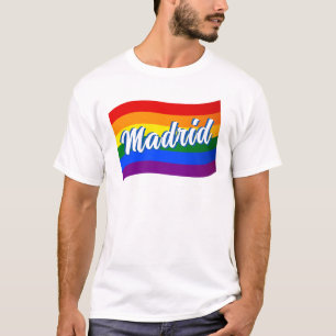 Rainbow Flag Madrid Spain Gay Pride LGBT LGBTQ T-Shirt