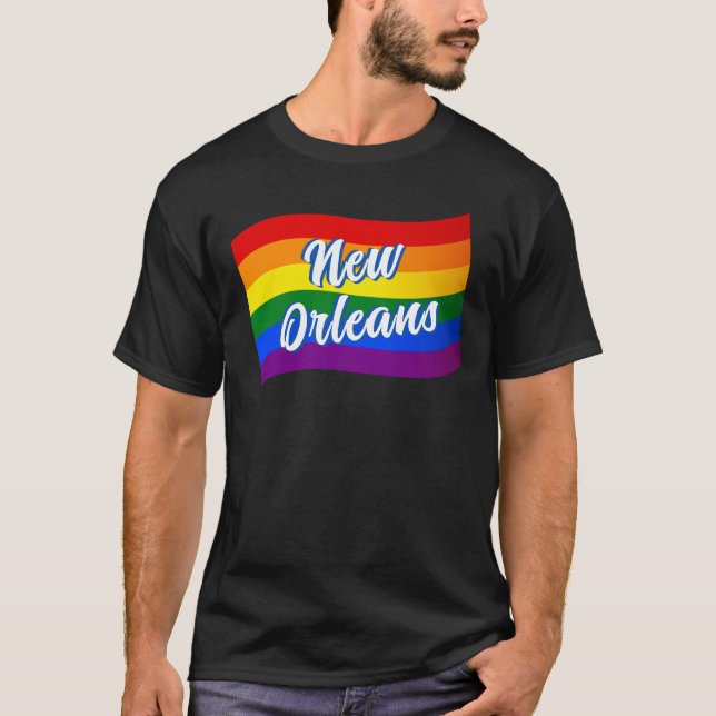 Rainbow Flag New Orleans Gay Pride LGBT LGBTQ T-Shirt (Front)