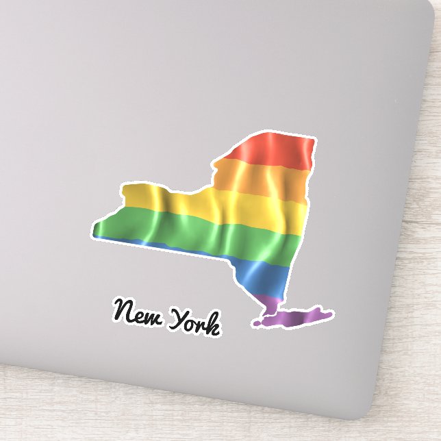 Rainbow Flag New York NY State Outline (Detail)