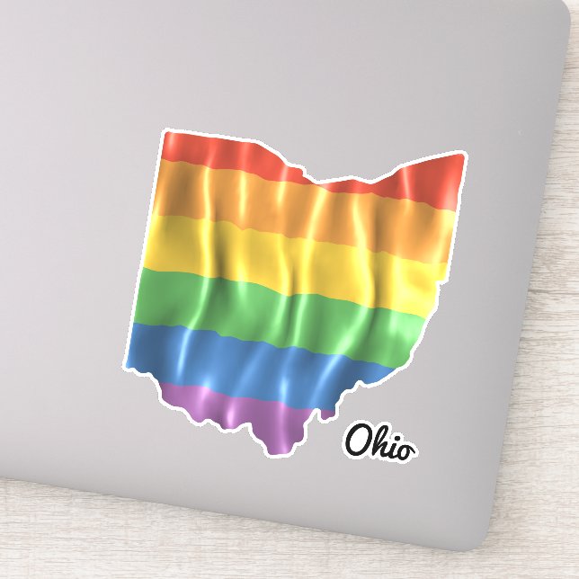Rainbow Flag Ohio OH State Outline (Detail)