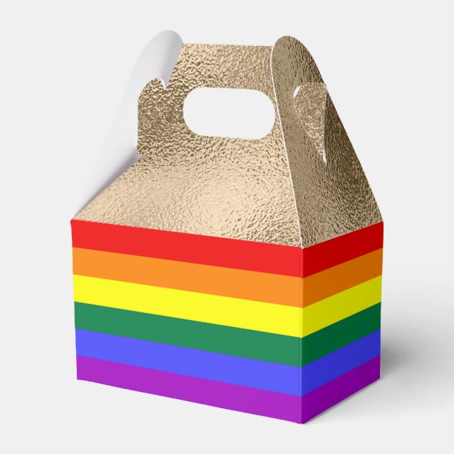 Rainbow Flag on Gold Favour Box (Front Side)