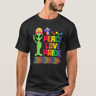 Rainbow Flag Peace Love Pride Month Cute Lgbtq Ufo T-Shirt