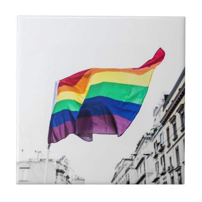 Rainbow Flag Pride Ceramic Tile (Front)