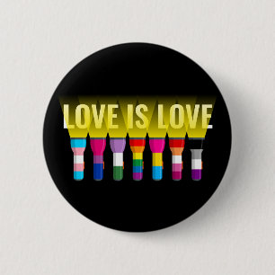 Rainbow Flag Pride Flashlights Shine A Light: Love 6 Cm Round Badge