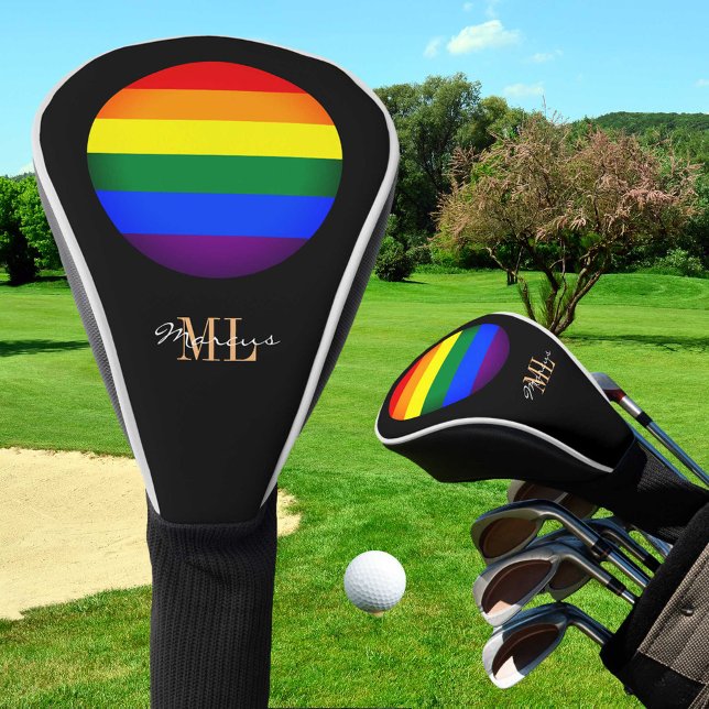 Rainbow Flag & Pride Golfing monogrammed / LGBT Go Golf Head Cover (Creator Uploaded)