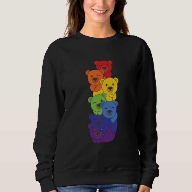 Rainbow Flag Pride Month LGBTQ Rainbow Bear Sweatshirt (Front)