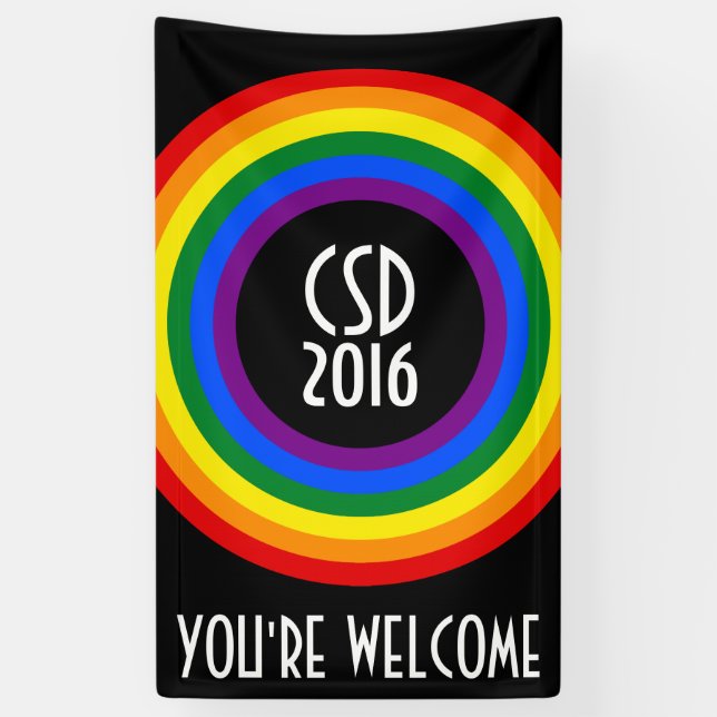 RAINBOW FLAG ring frame + your ideas Banner (Vertical)