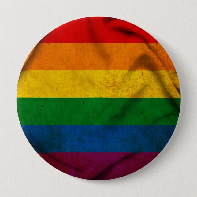 RAINBOW FLAG SQUARE CANVAS 10 CM ROUND BADGE (Front)