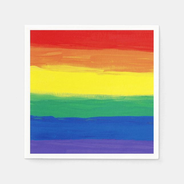 RAINBOW FLAG SQUARE OIL PAINT NAPKIN (Front)