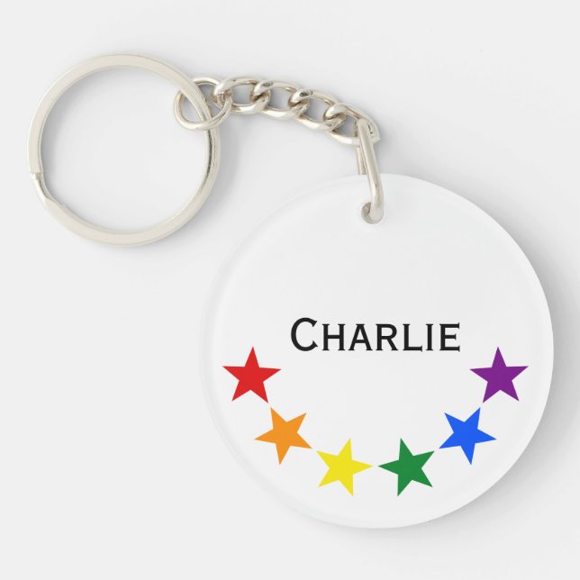 RAINBOW FLAG STARS II + your ideas Key Ring (Front)