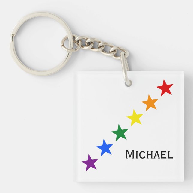 RAINBOW FLAG STARS + your ideas Key Ring (Front)