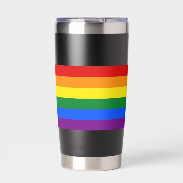 RAINBOW FLAG - STRIPES - LGBT colours Insulated Tumbler (Front)