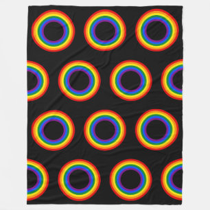 RAINBOW FLAG - STRIPES - LGBT colours Rings Fleece Blanket