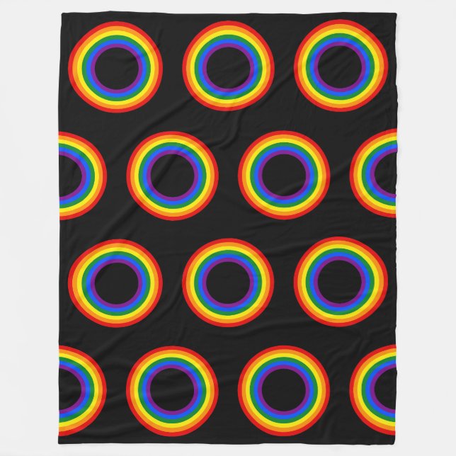 RAINBOW FLAG - STRIPES - LGBT colours Rings Fleece Blanket (Front)