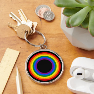 RAINBOW FLAG - STRIPES - LGBT colours Rings Key Ring