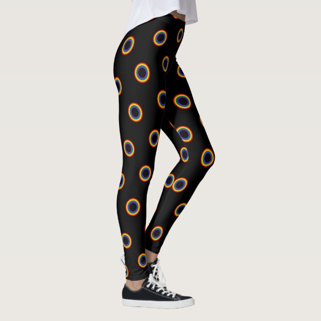 RAINBOW FLAG - STRIPES - LGBT colours Rings Leggings (Right)