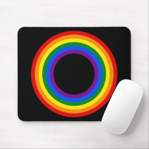 RAINBOW FLAG - STRIPES - LGBT colours Rings Mouse Pad