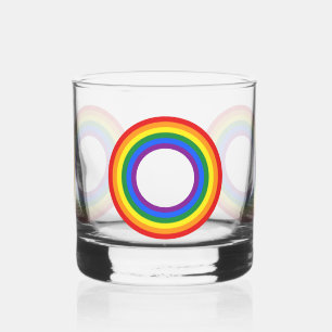 RAINBOW FLAG - STRIPES - LGBT colours Rings Whiskey Glass