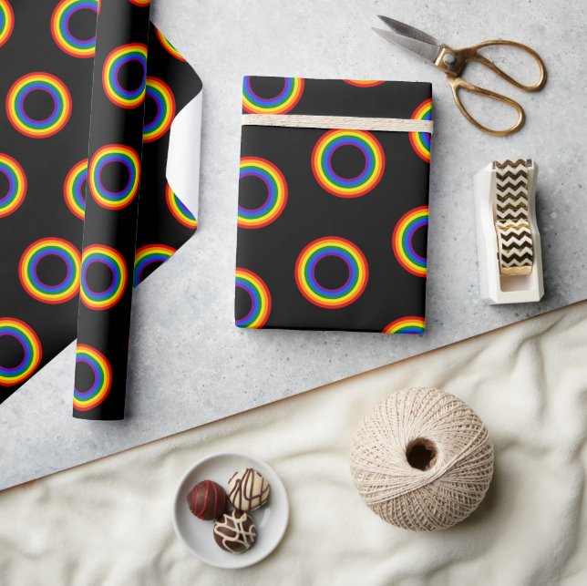 RAINBOW FLAG - STRIPES - LGBT colours Rings Wrapping Paper (Crafts)