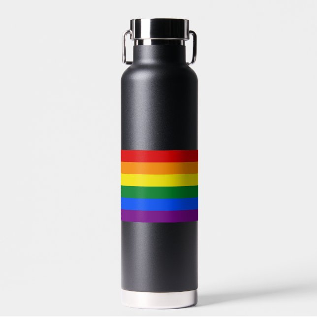 RAINBOW FLAG - STRIPES - LGBT colours Water Bottle (Front)