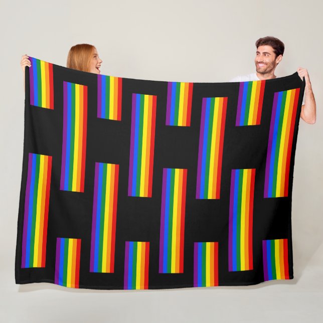 RAINBOW FLAG - STRIPES - LGBTQA+ FLEECE BLANKET (In Situ)