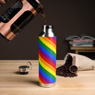 Rainbow Flag Stripes & Pride, LGBT community Water Bottle