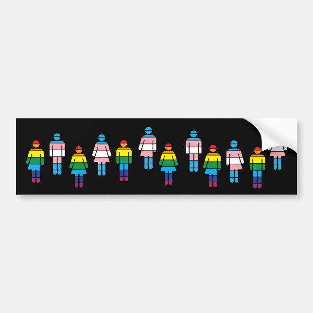 rainbow flag trans flag bumper sticker lgbt (Front)
