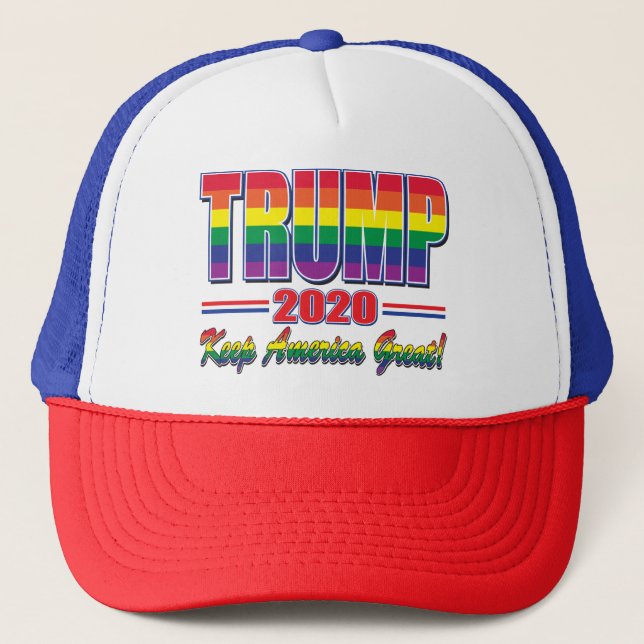 Rainbow-Flag-Trump-Keep-America-Great Trucker Hat (Front)