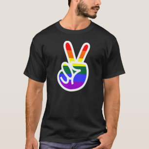 Rainbow Flag V-Sign Peace T-Shirt