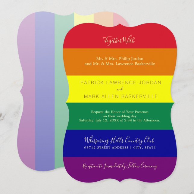 Rainbow Flag Wedding Invitation (Front/Back)