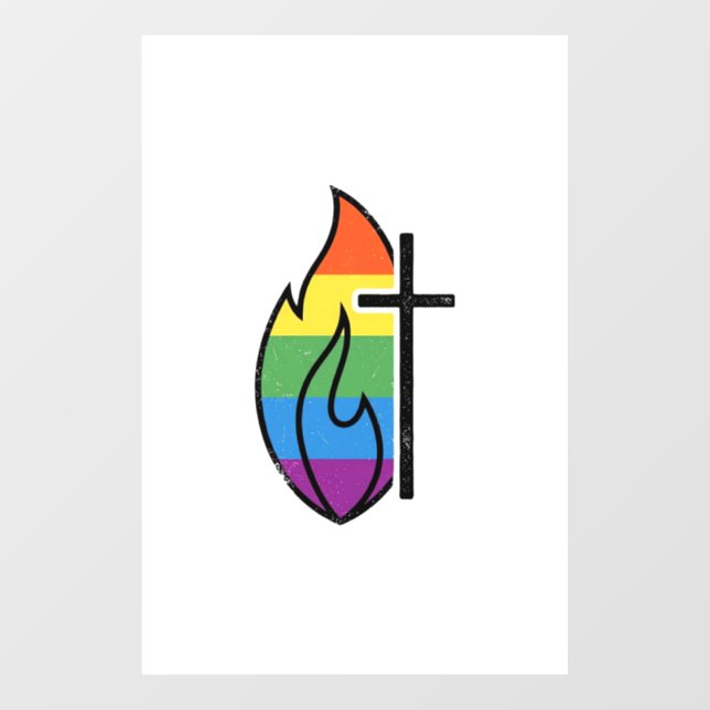 Rainbow Flame Cross Vintage Christian Vector Desig (Sheet)