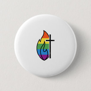 Rainbow Flame Cross Vintage Christian Vector Desig 6 Cm Round Badge