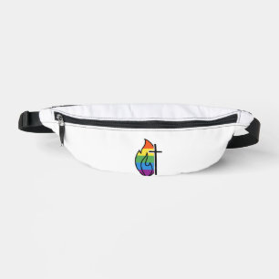 Rainbow Flame Cross Vintage Christian Vector Desig Bum Bags