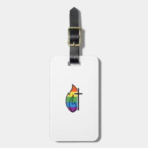 Rainbow Flame Cross Vintage Christian Vector Desig Luggage Tag