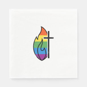 Rainbow Flame Cross Vintage Christian Vector Desig Napkin